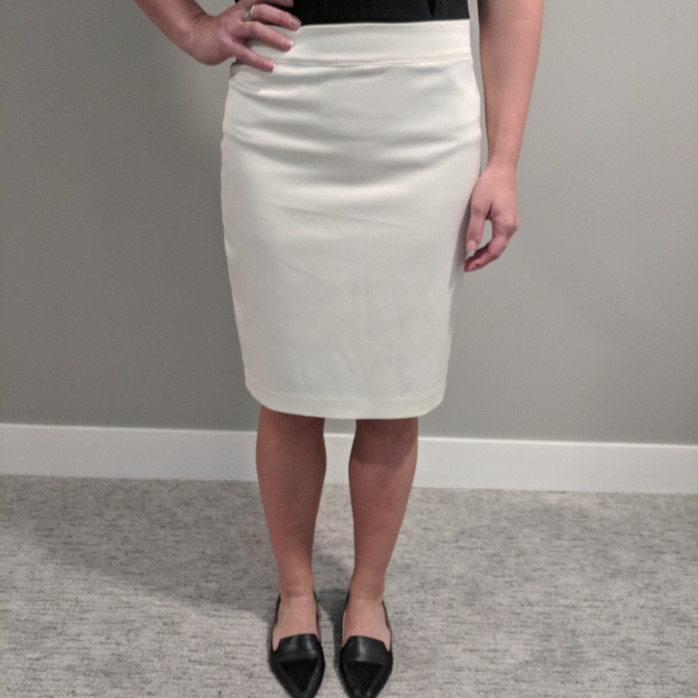 Silky white pencil skirt